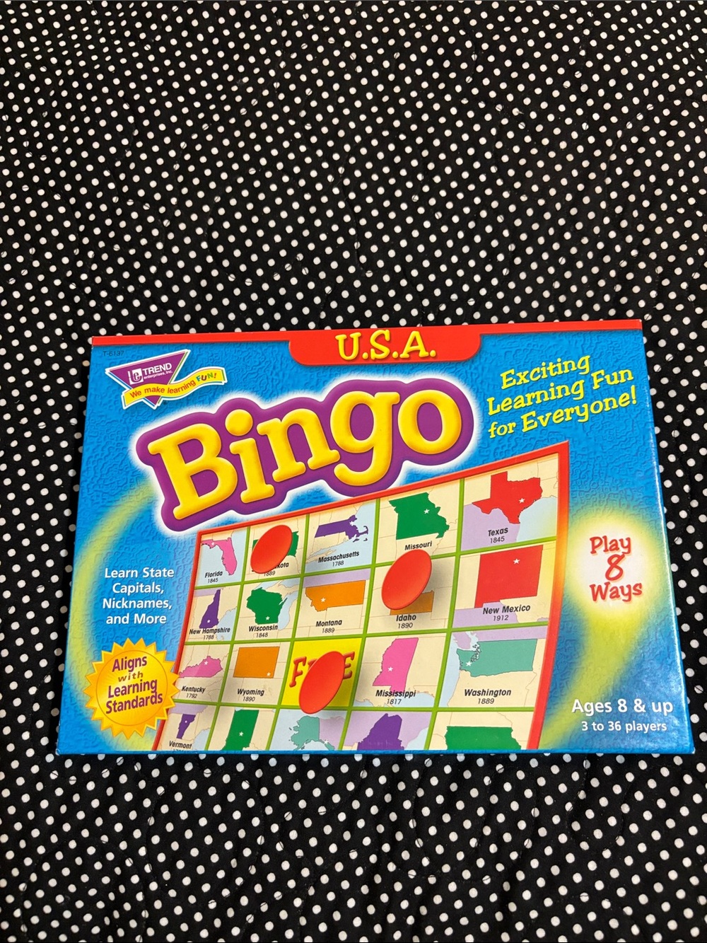 Trend USA Bingo - Educational Board Game in Blue
